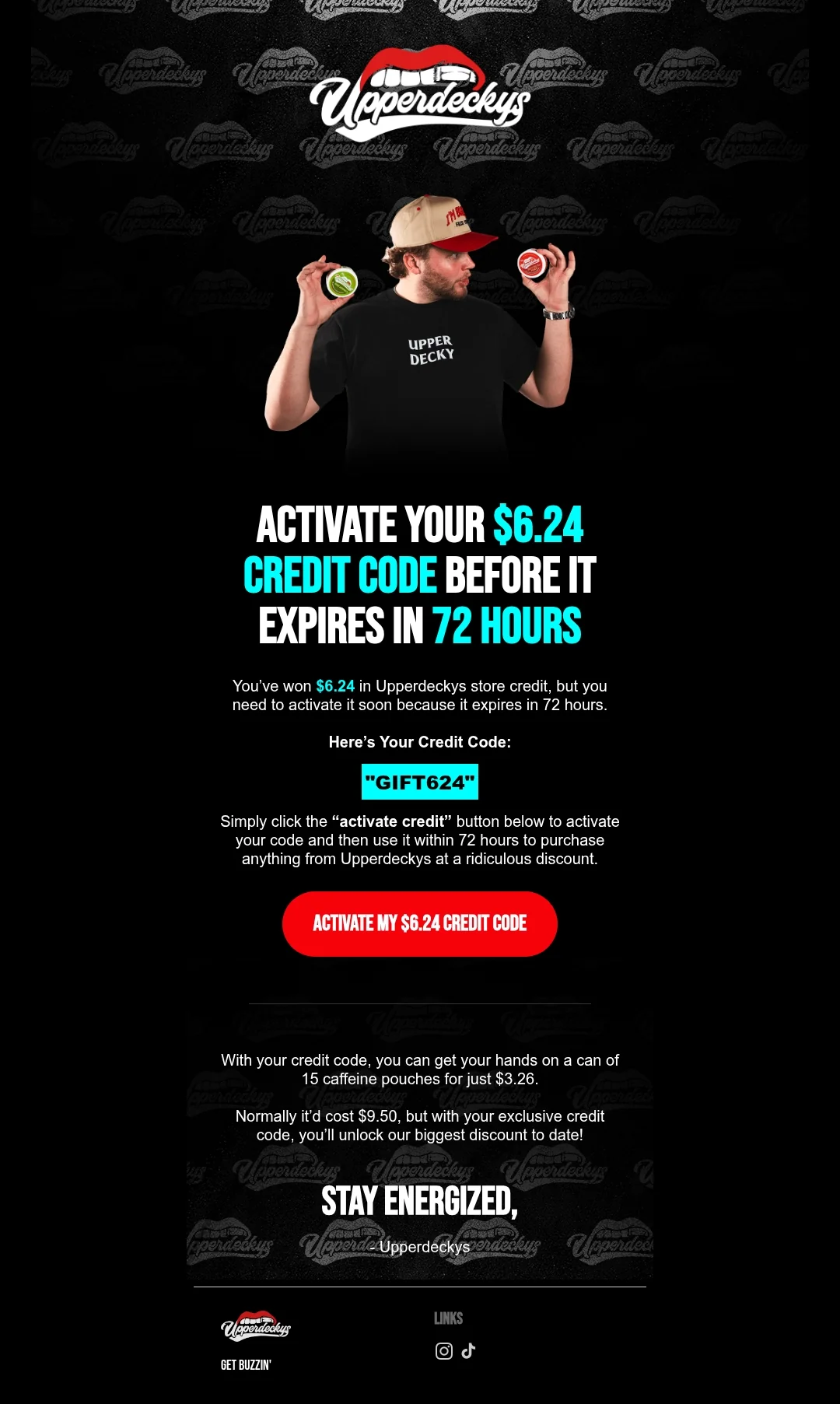 Upperdeckys email creative