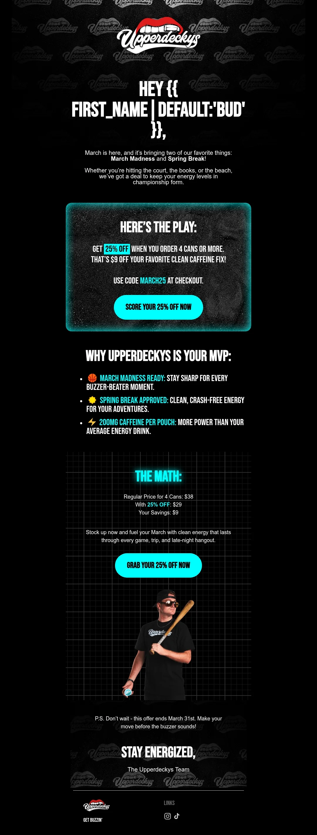 Upperdeckys email creative