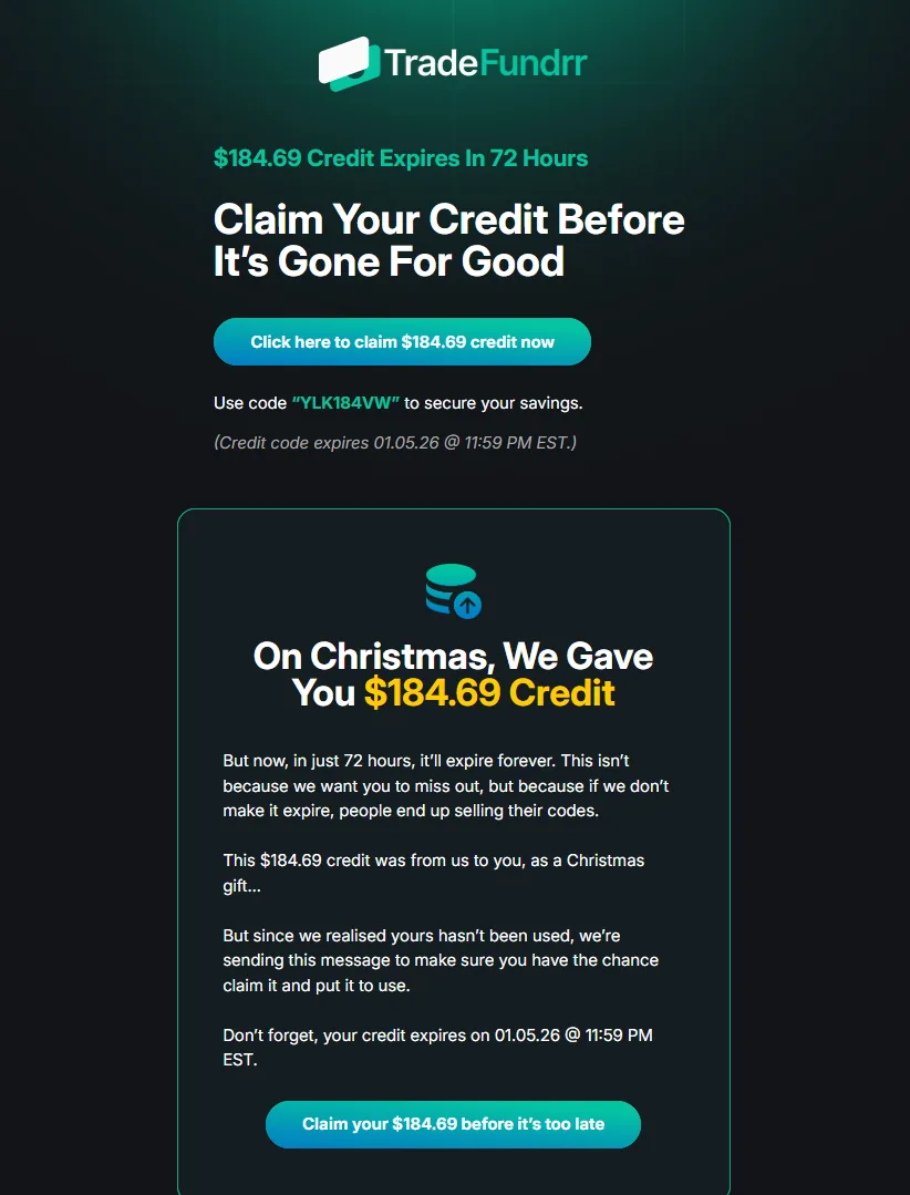 TradeFundrr email campaign creative